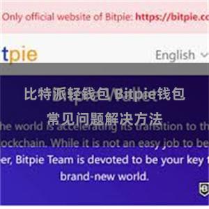 比特派轻钱包 Bitpie钱包常见问题解决方法