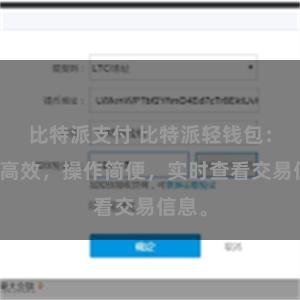 比特派支付 比特派轻钱包：安全高效，操作简便，实时查看交易信息。